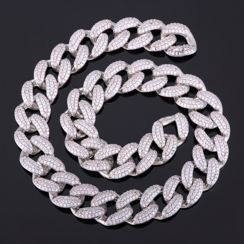 16mm Iced Out Hidden Lock Cuban Chain in White Gold 16mm Iced Out Hidden Lock Cuban Chain in White Gold