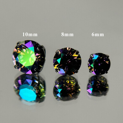 6mm/8mm/10mm Colorful Round Cut Stud Earrings