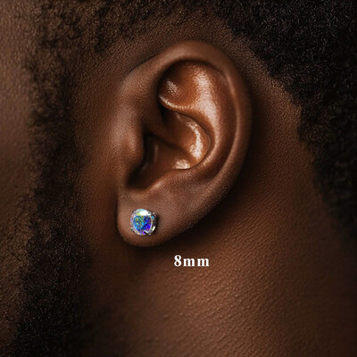 6mm/8mm/10mm Colorful Round Cut Stud Earrings