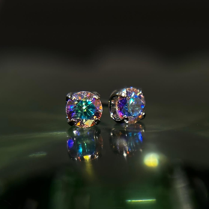 6mm/8mm/10mm Colorful Round Cut Stud Earrings