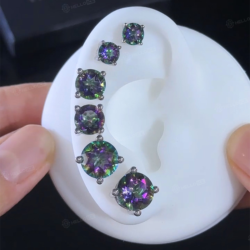 6mm/8mm/10mm Colorful Round Cut Stud Earrings
