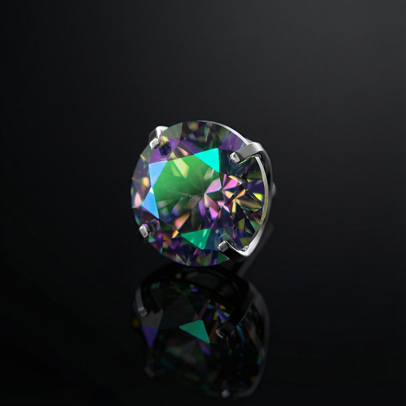 6mm/8mm/10mm Colorful Round Cut Stud Earrings