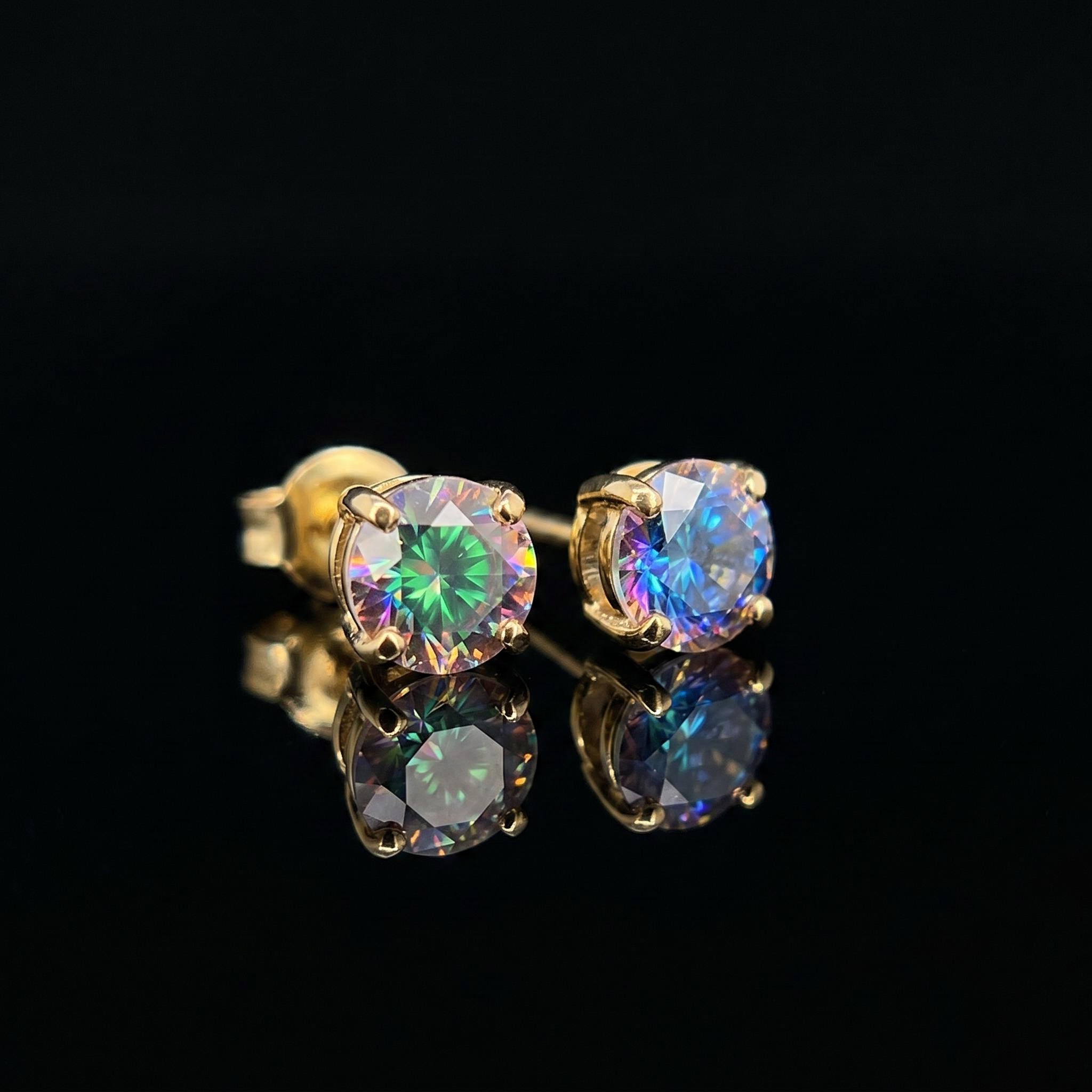 6mm/8mm/10mm Colorful Round Cut Stud Earrings