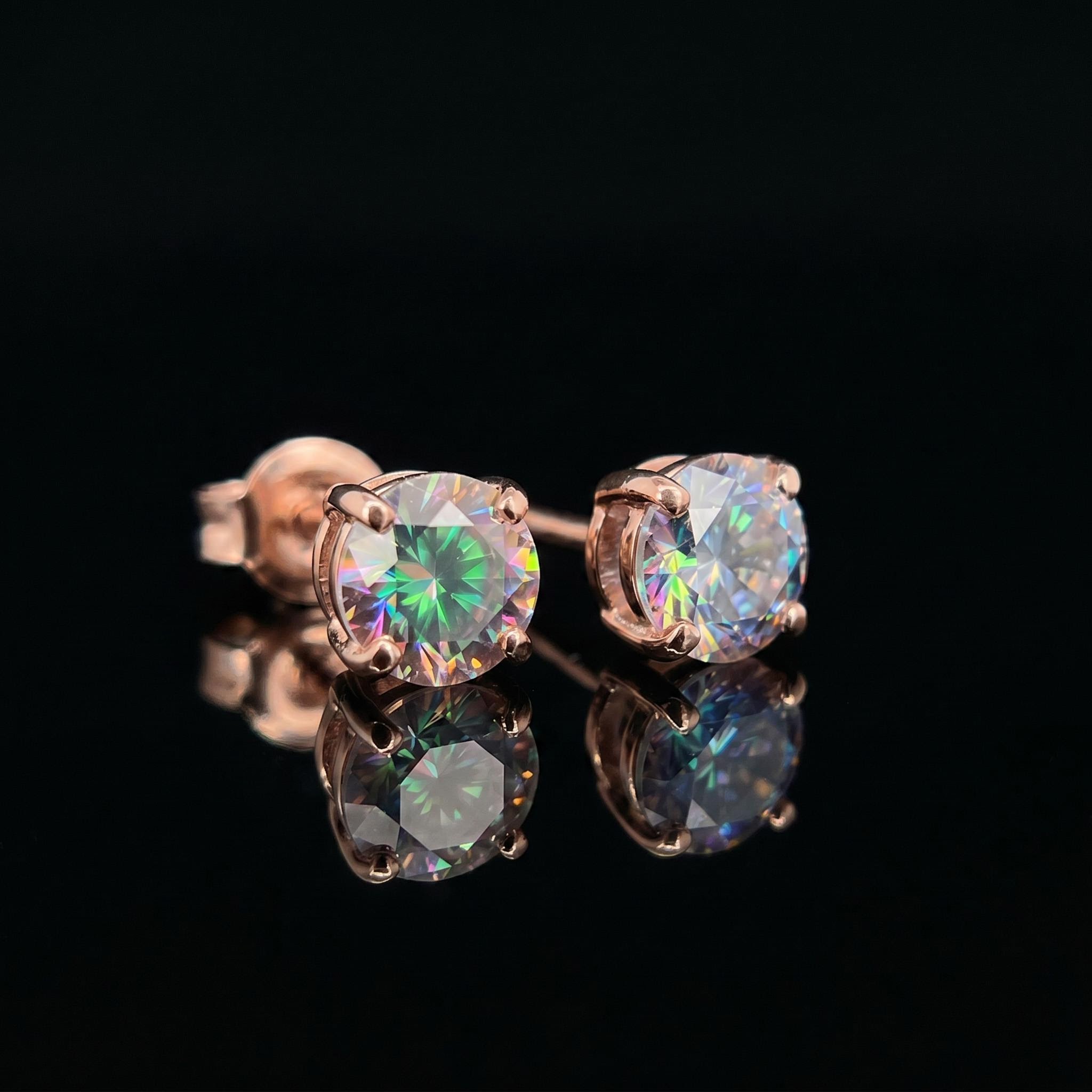 6mm/8mm/10mm Colorful Round Cut Stud Earrings