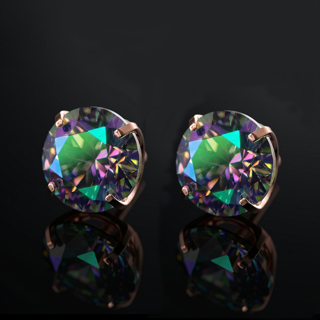 6mm/8mm/10mm Colorful Round Cut Stud Earrings