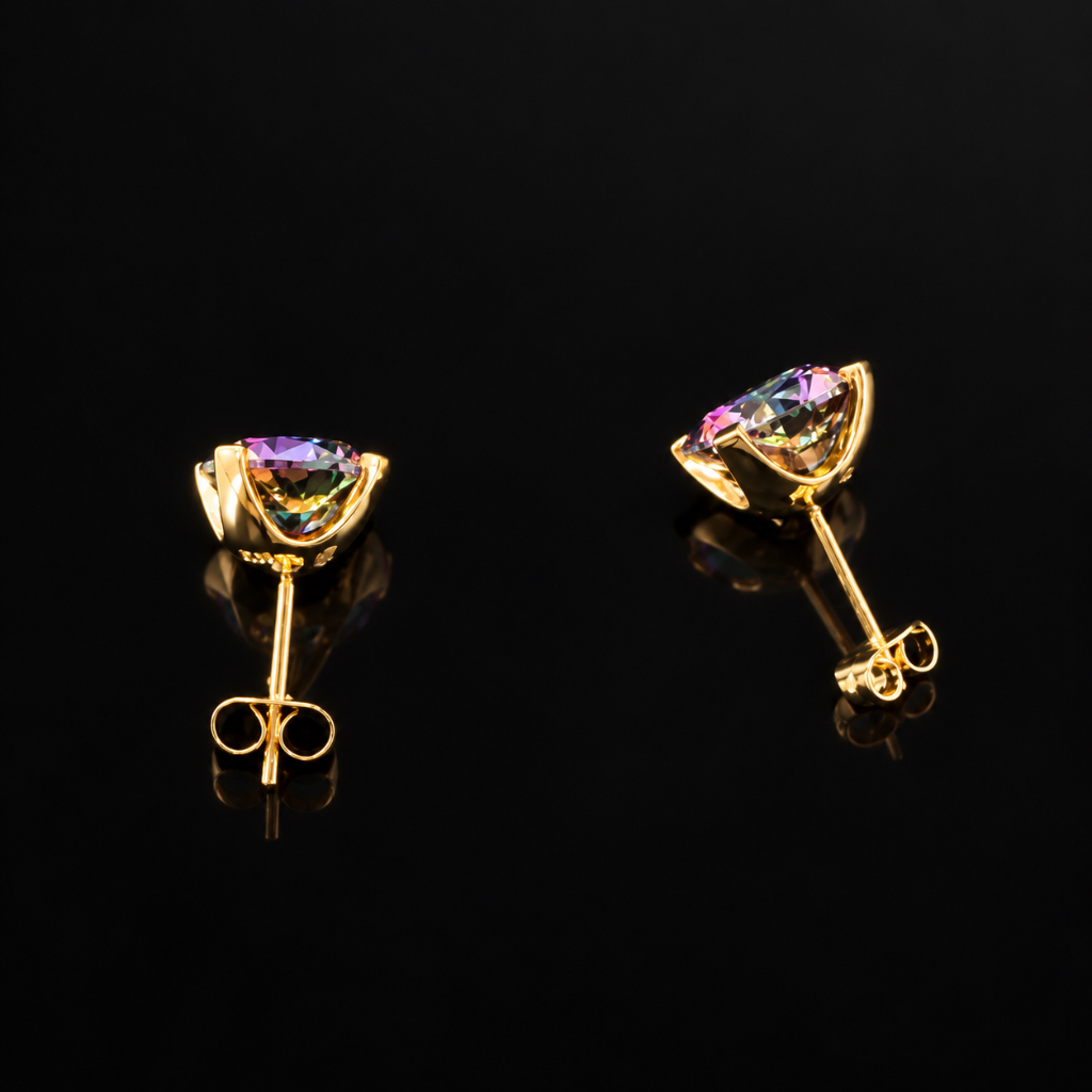 6mm/8mm/10mm Colorful Round Cut Stud Earrings