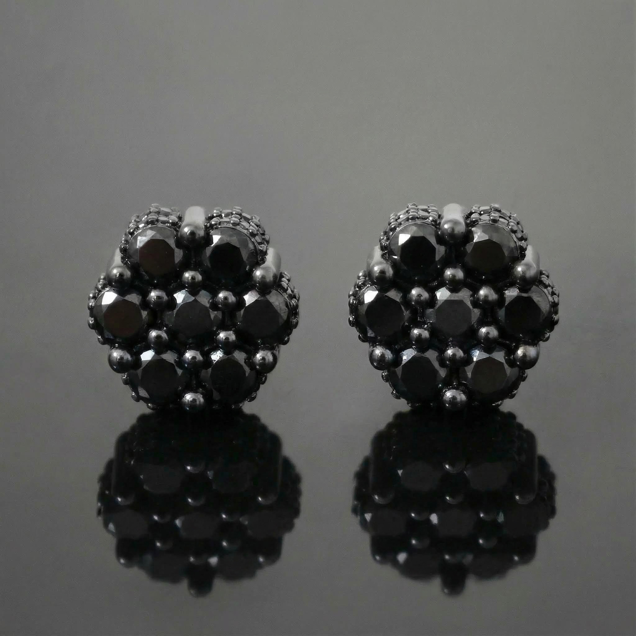 Iced Out Black/Purple Cluster Flower Full Paved Earrings in Black Gold Iced Out Black/Purple Cluster Flower Full Paved Earrings in Black Gold