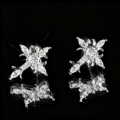 Iced Cross Floral Earrings
