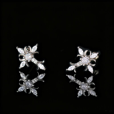 Iced Cross Floral Earrings