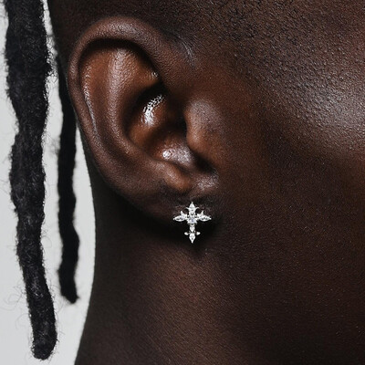 Iced Cross Floral Earrings