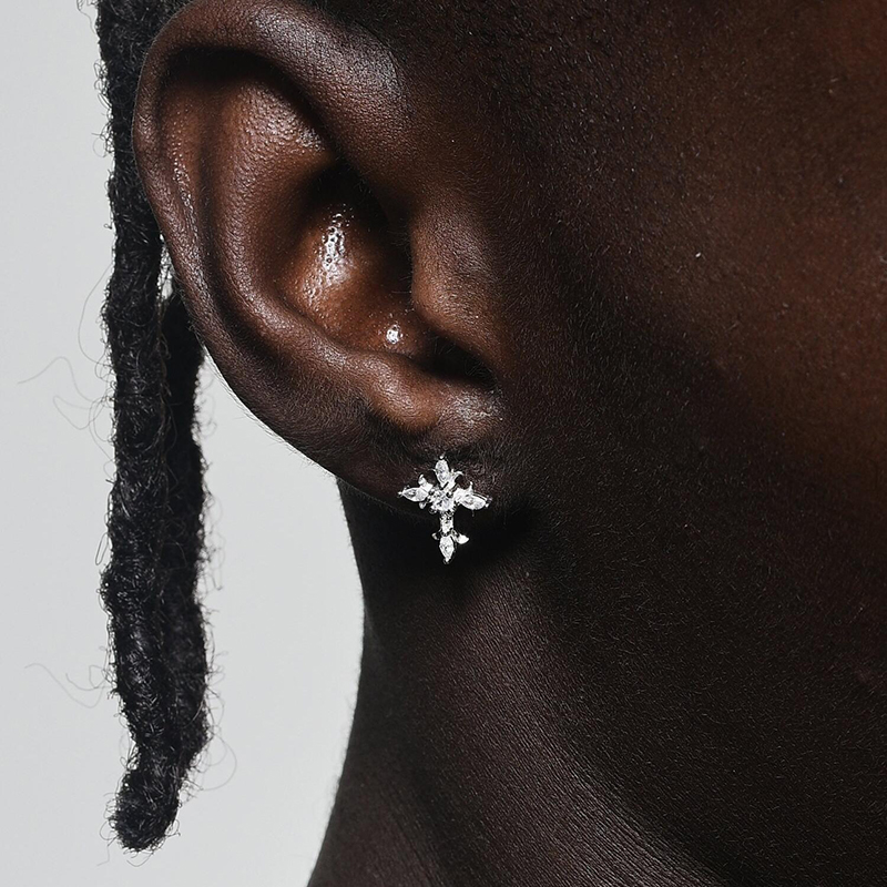 Iced Cross Floral Earrings