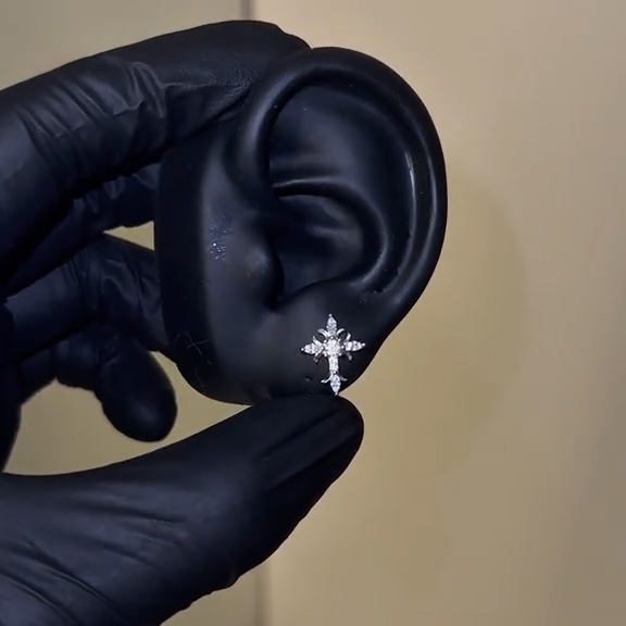 Iced Cross Floral Earrings