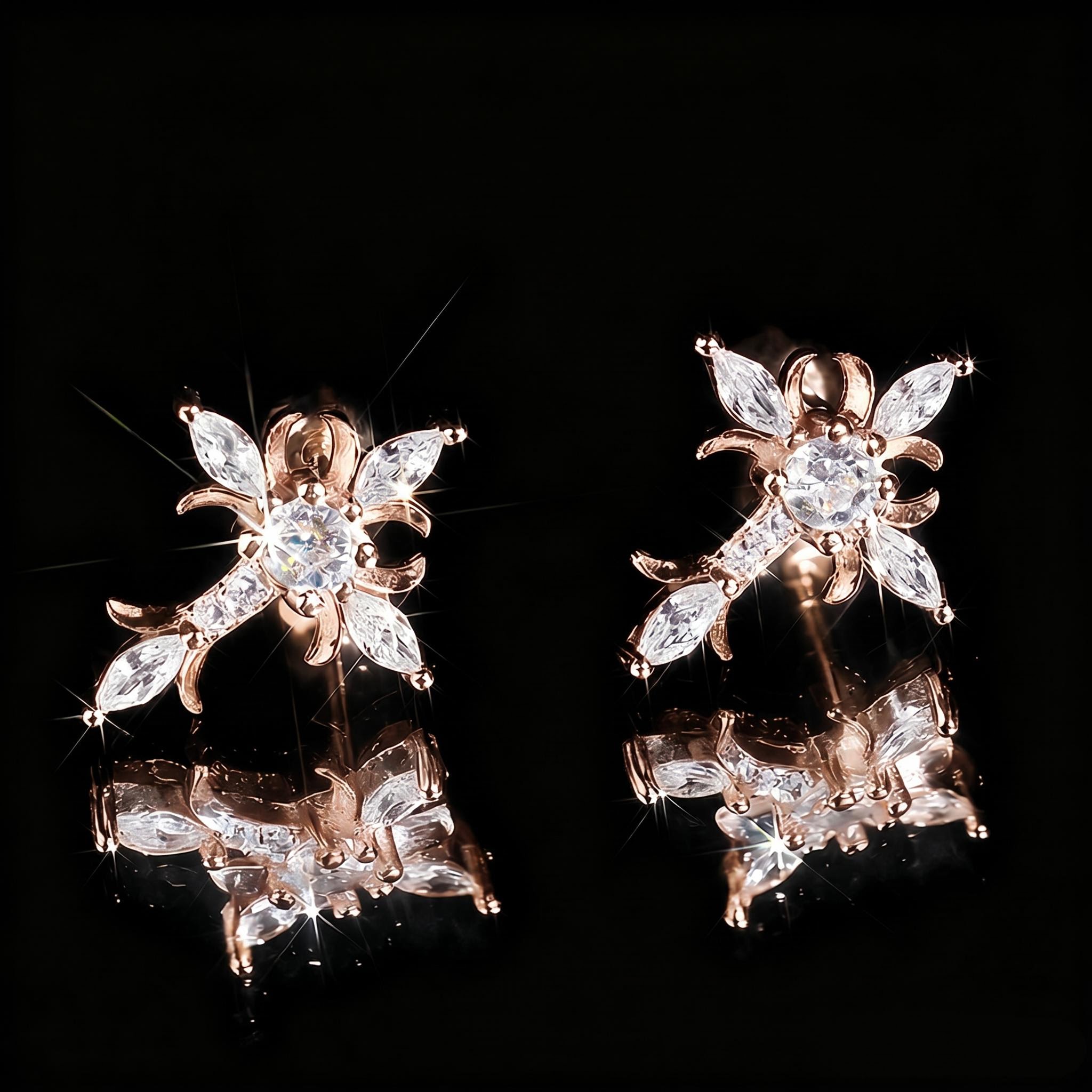 Iced Cross Floral Earrings
