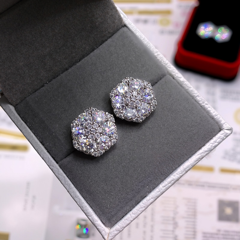 Iced Out Cluster Flower Full Paved Earrings