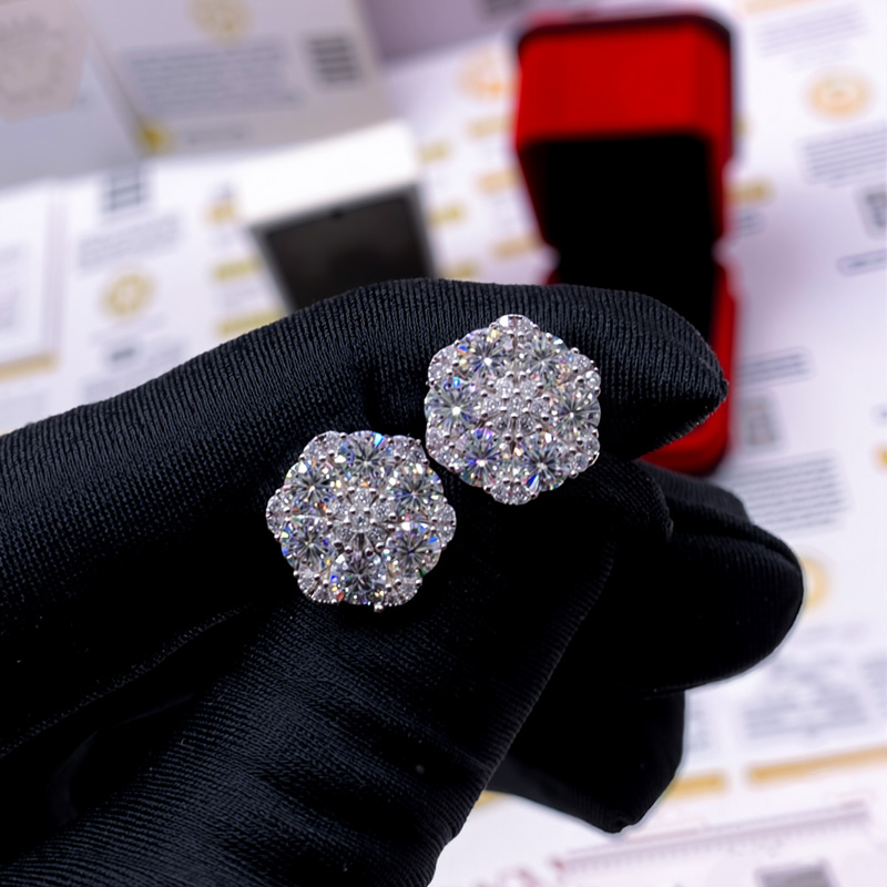 Iced Out Cluster Flower Full Paved Earrings