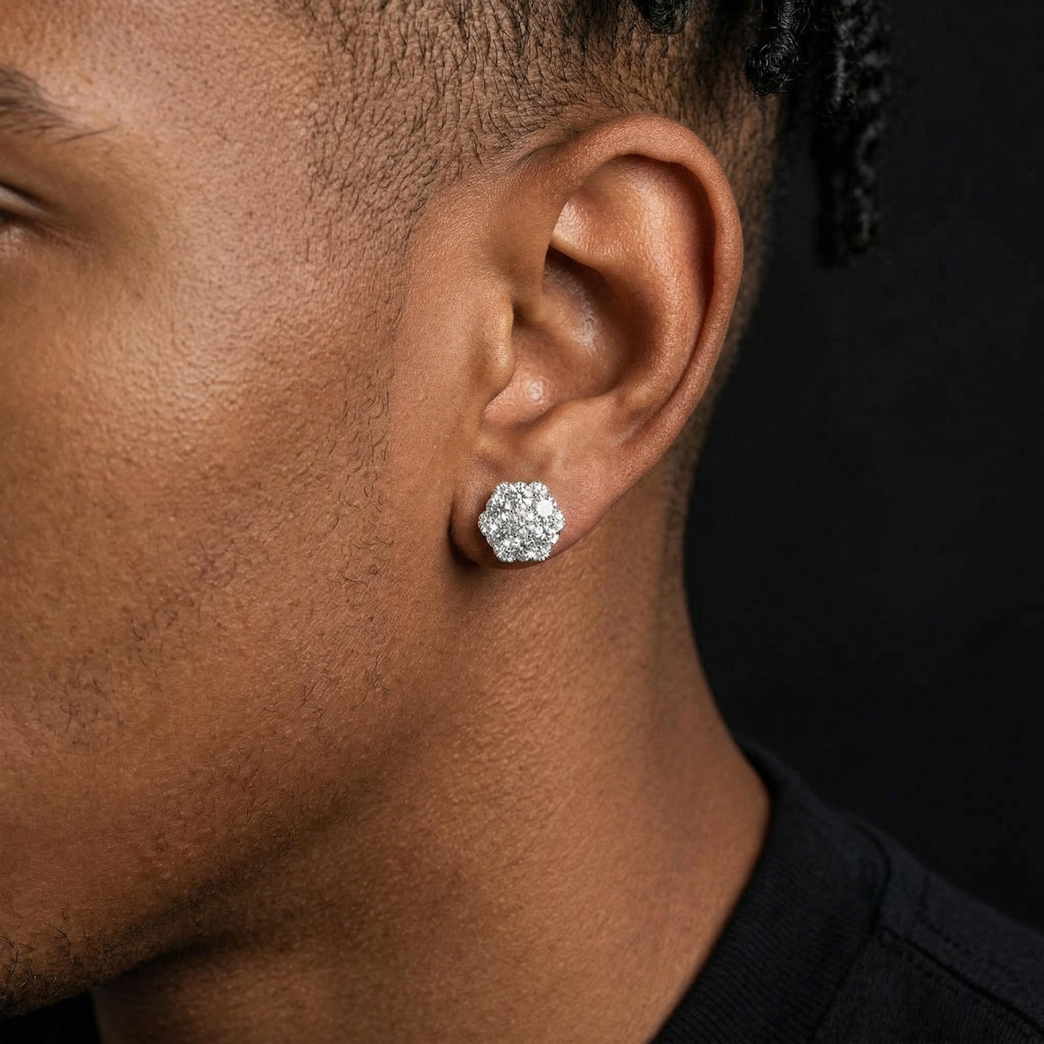 Iced Out Cluster Flower Full Paved Earrings