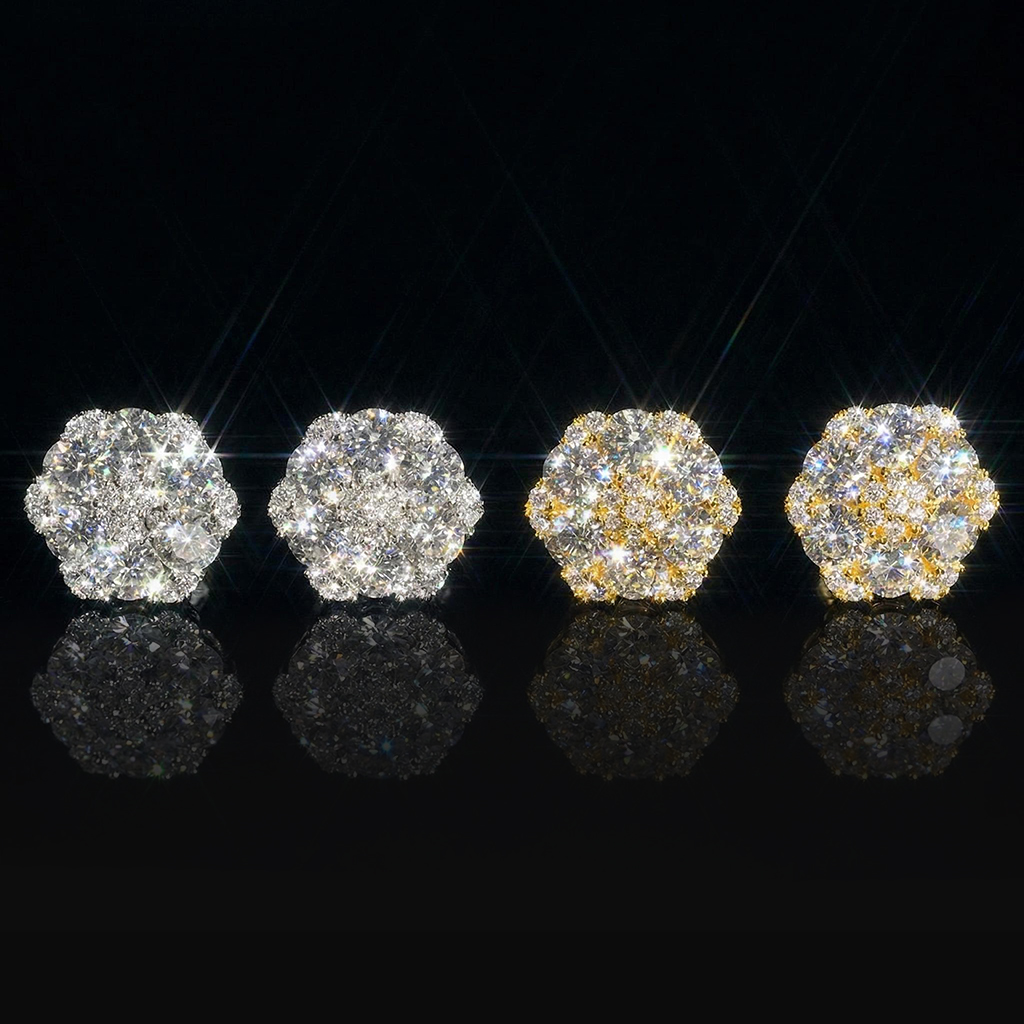 Iced Out Cluster Flower Full Paved Earrings