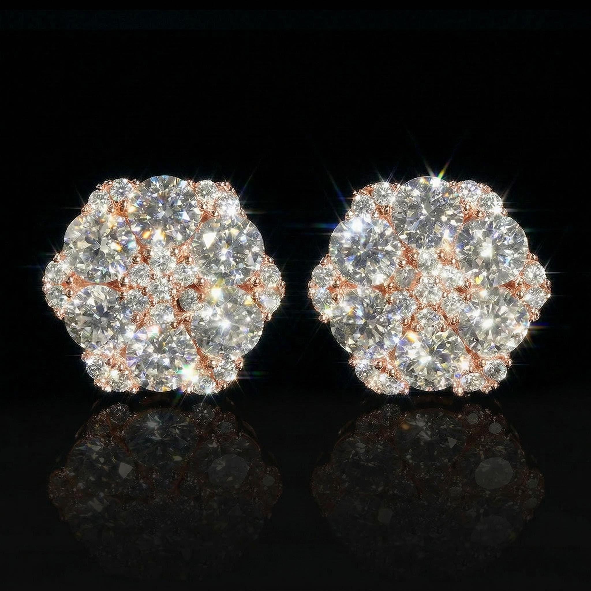 Iced Out Cluster Flower Full Paved Earrings