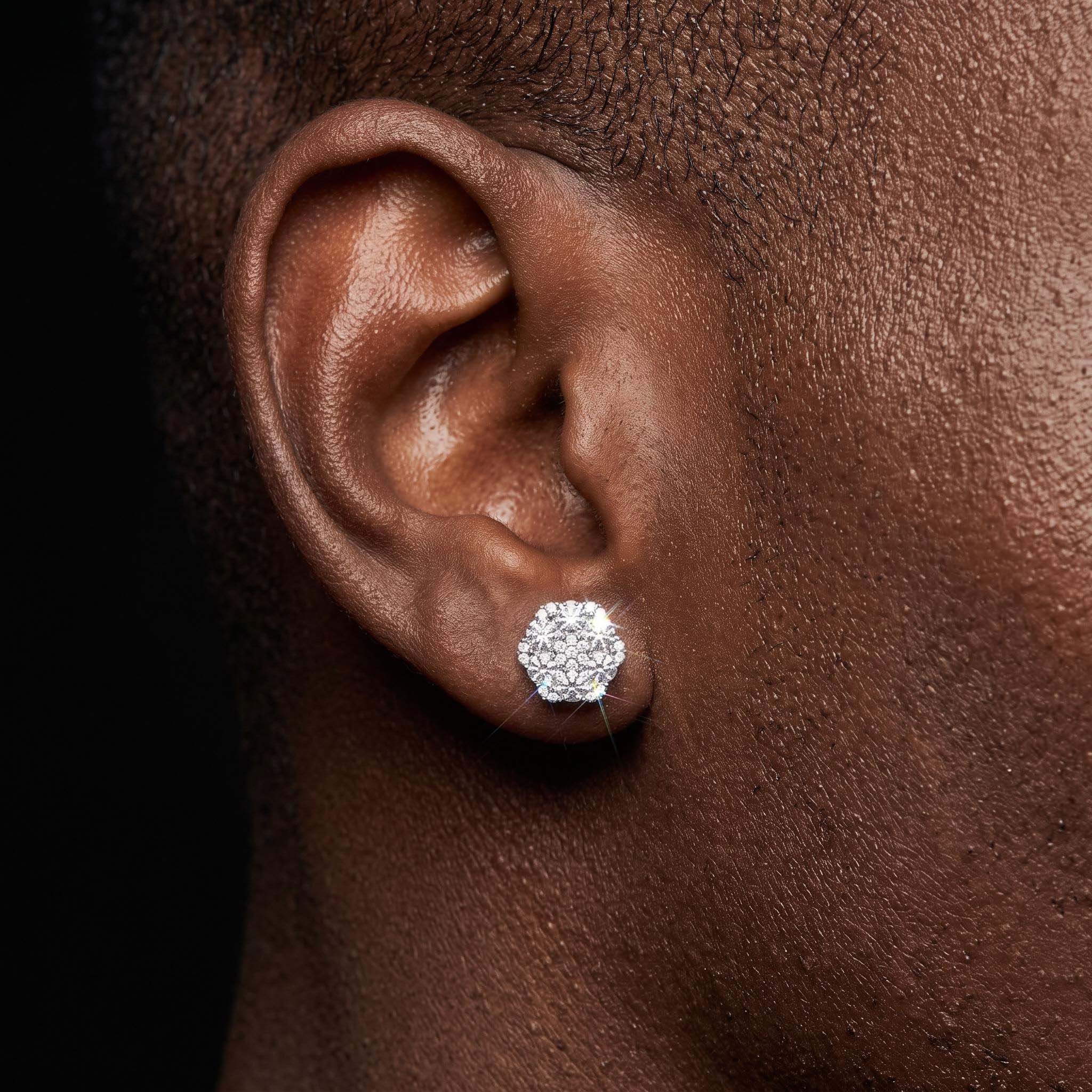 Iced Out Cluster Flower Full Paved Earrings