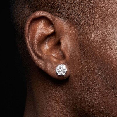 Iced Out Cluster Flower Full Paved Earrings
