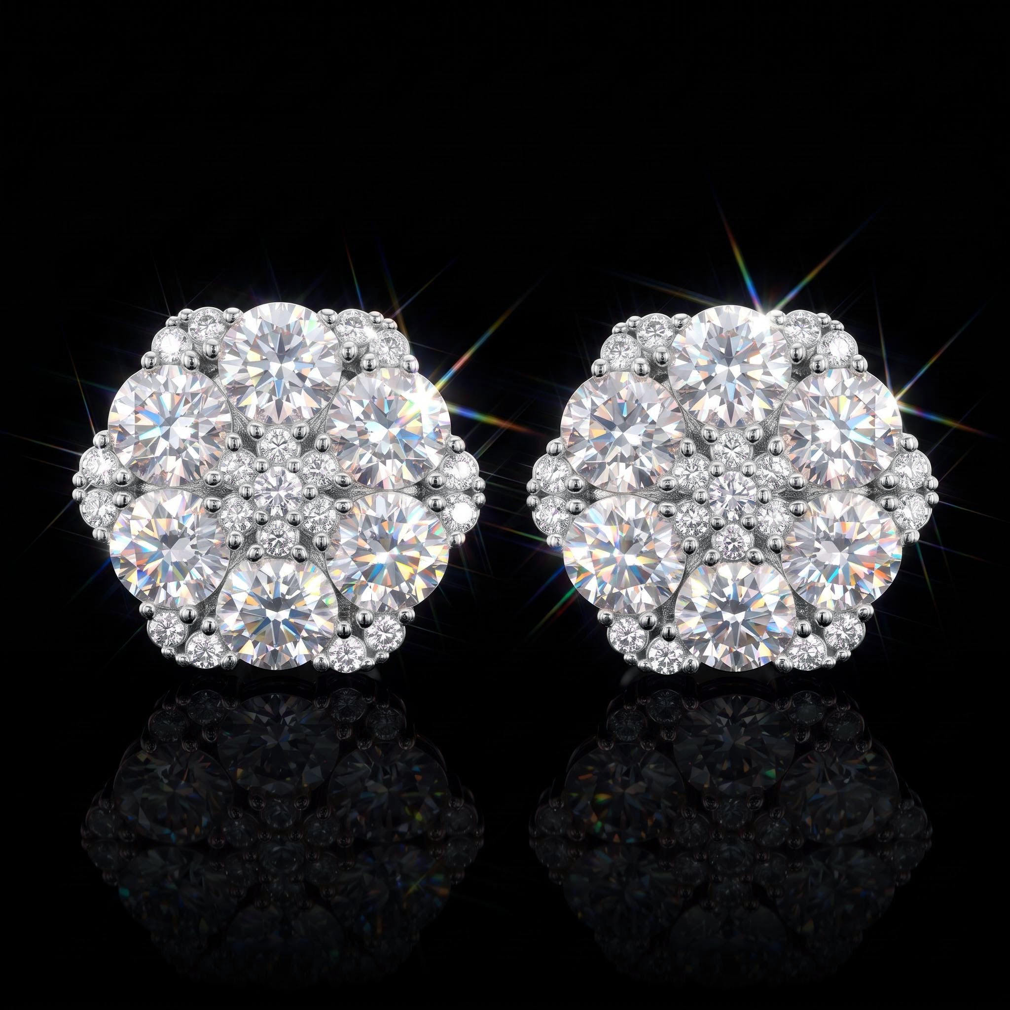 Iced Out Cluster Flower Full Paved Earrings