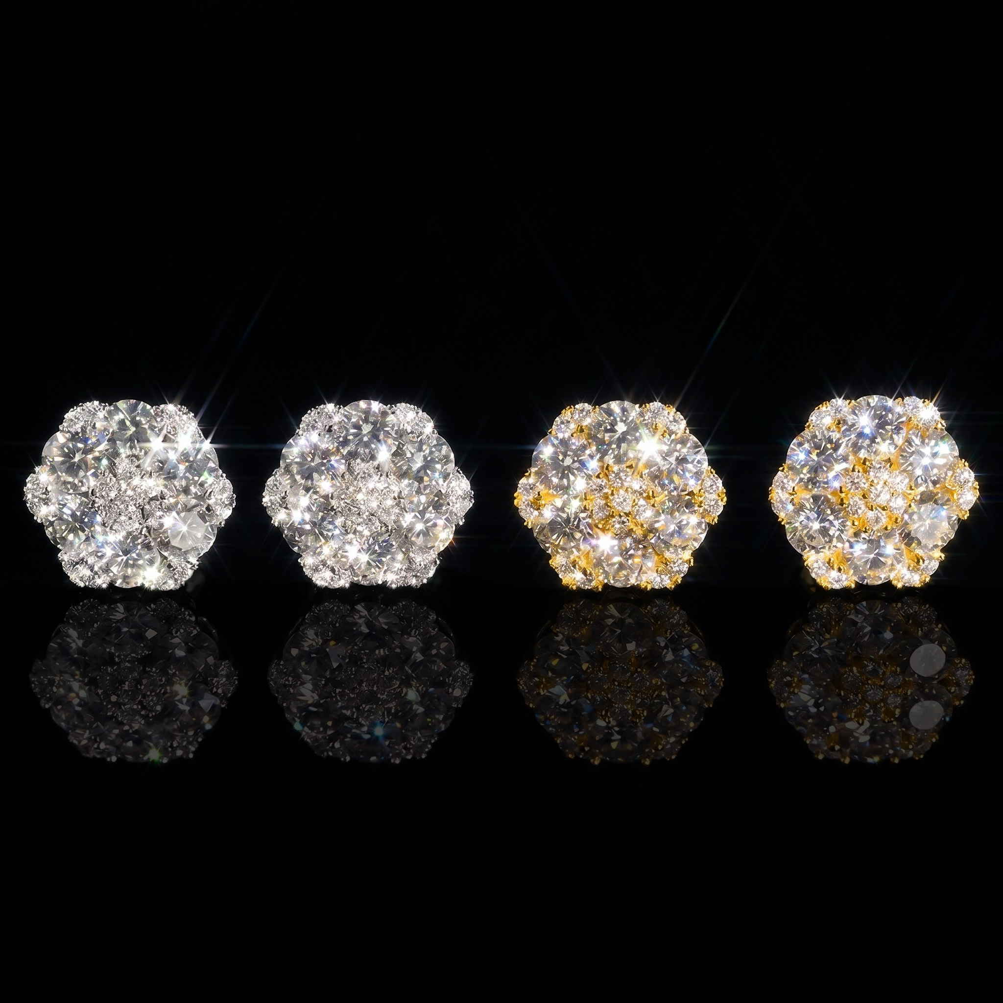 Iced Out Cluster Flower Full Paved Earrings