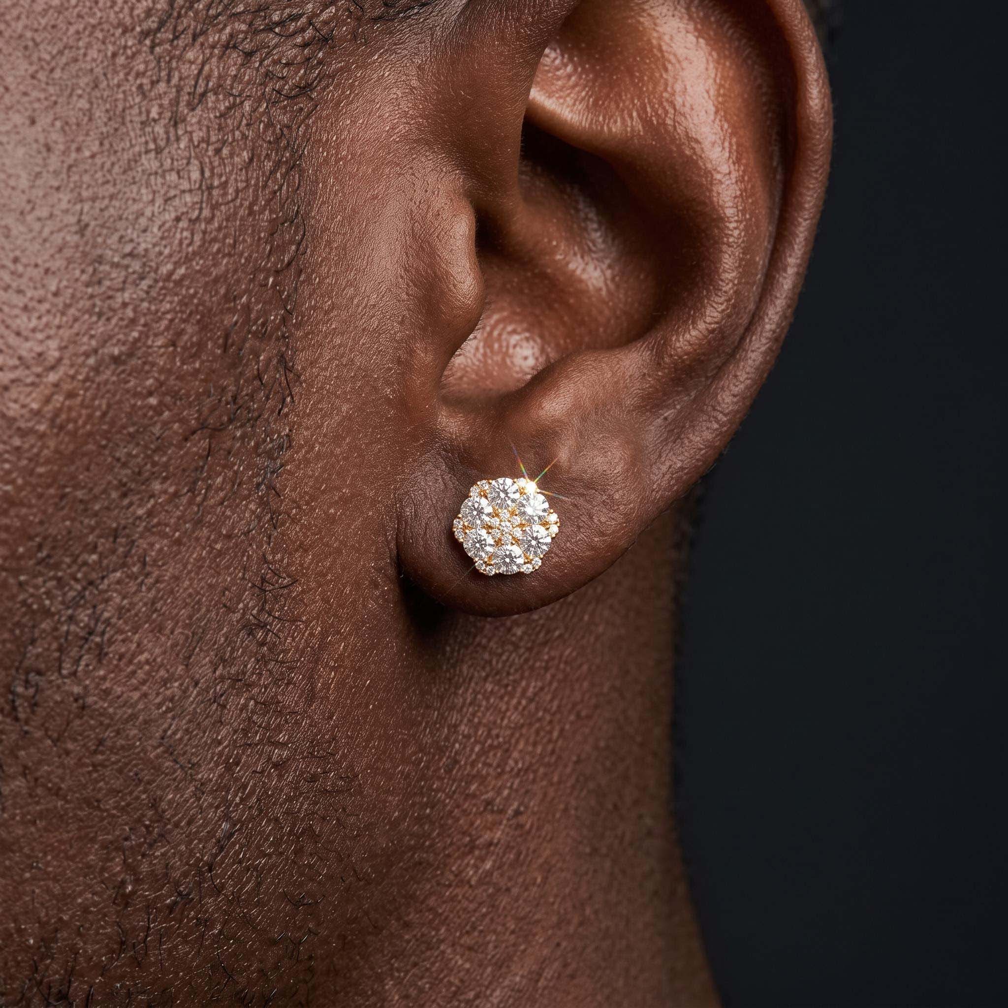 Iced Out Cluster Flower Full Paved Earrings