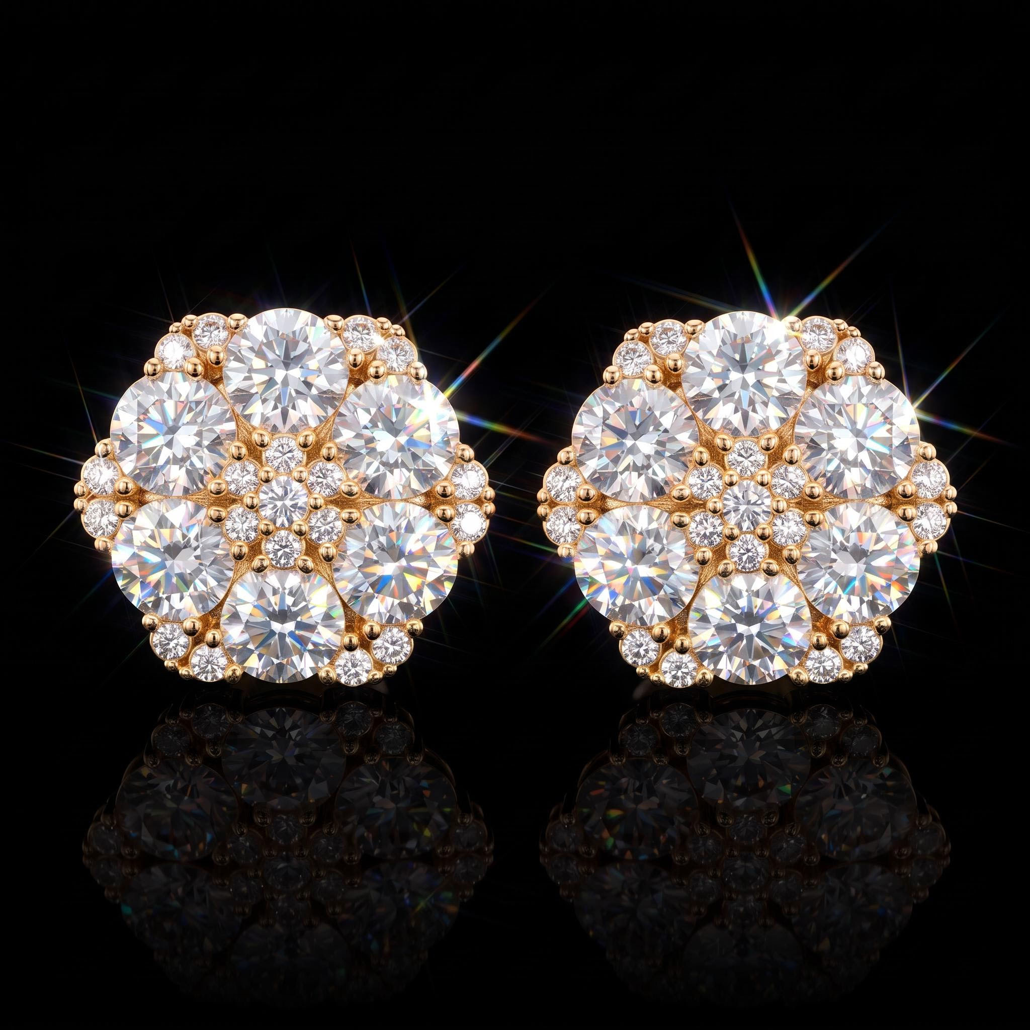 Iced Out Cluster Flower Full Paved Earrings
