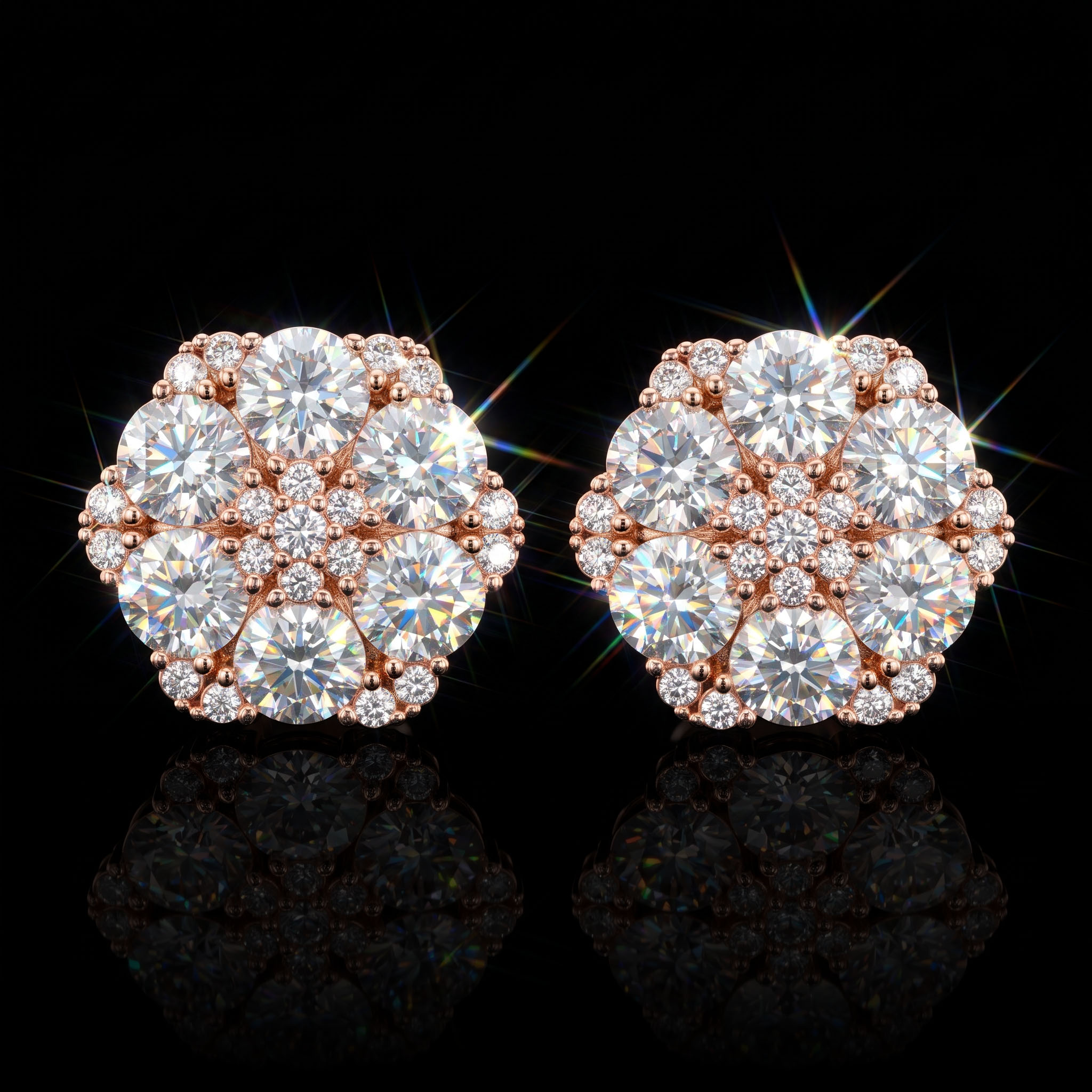 Iced Out Cluster Flower Full Paved Earrings