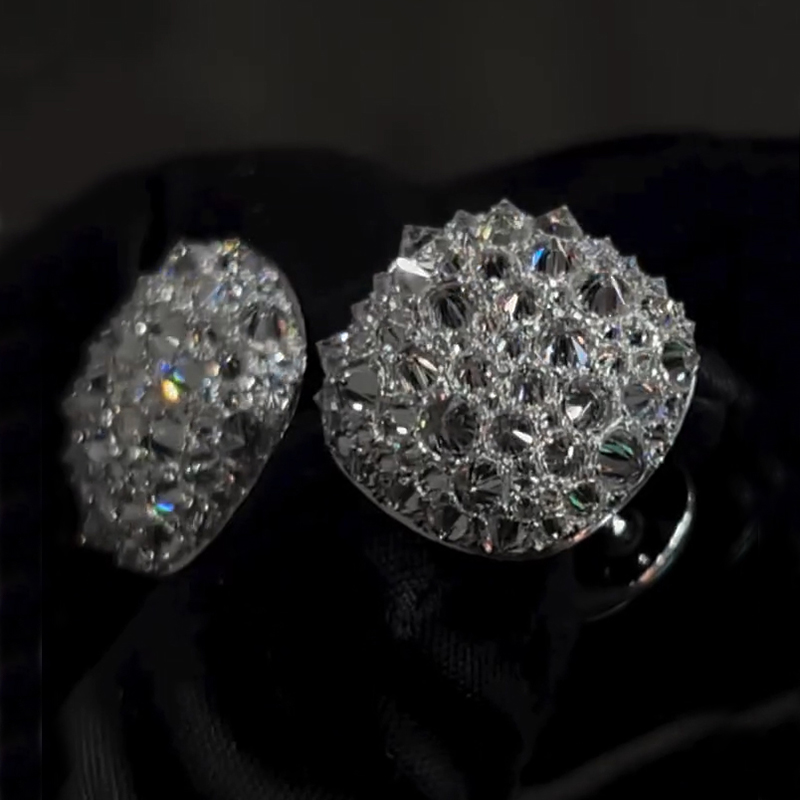 Iced Out Inverted Setting Round Cut Earrings