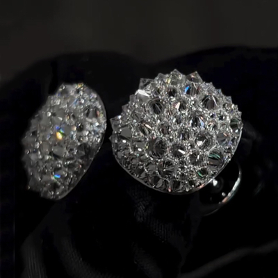Iced Out Inverted Setting Round Cut Earrings