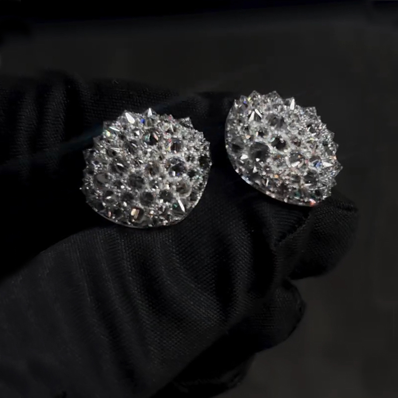 Iced Out Inverted Setting Round Cut Earrings