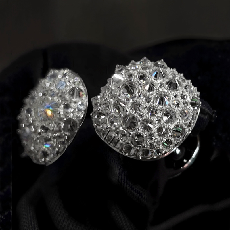 Iced Out Inverted Setting Round Cut Earrings