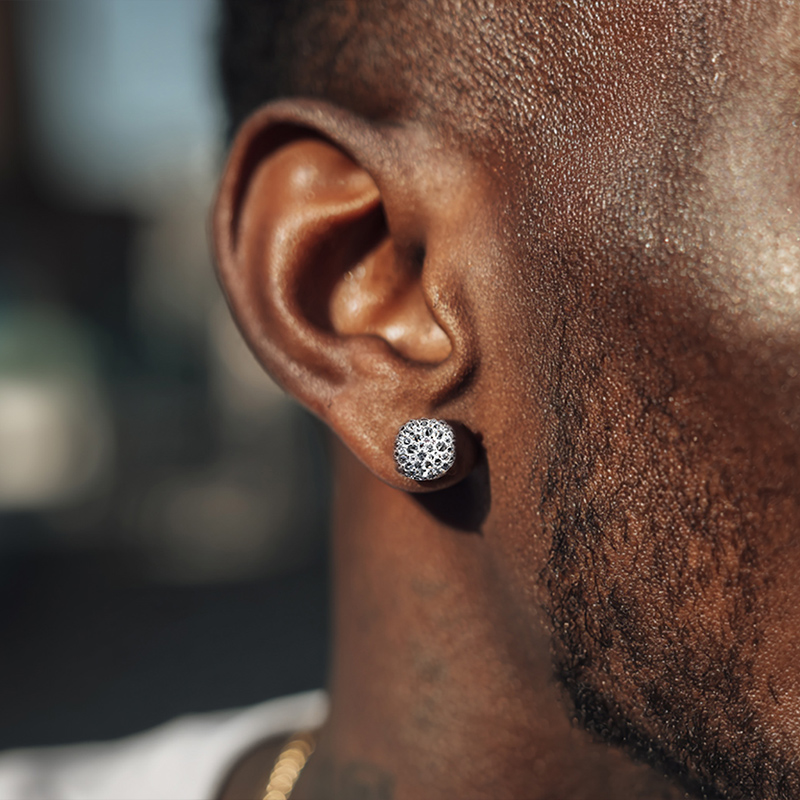 Iced Out Inverted Setting Round Cut Earrings