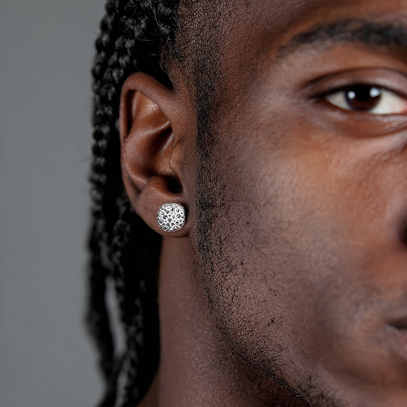Iced Out Inverted Setting Round Cut Earrings