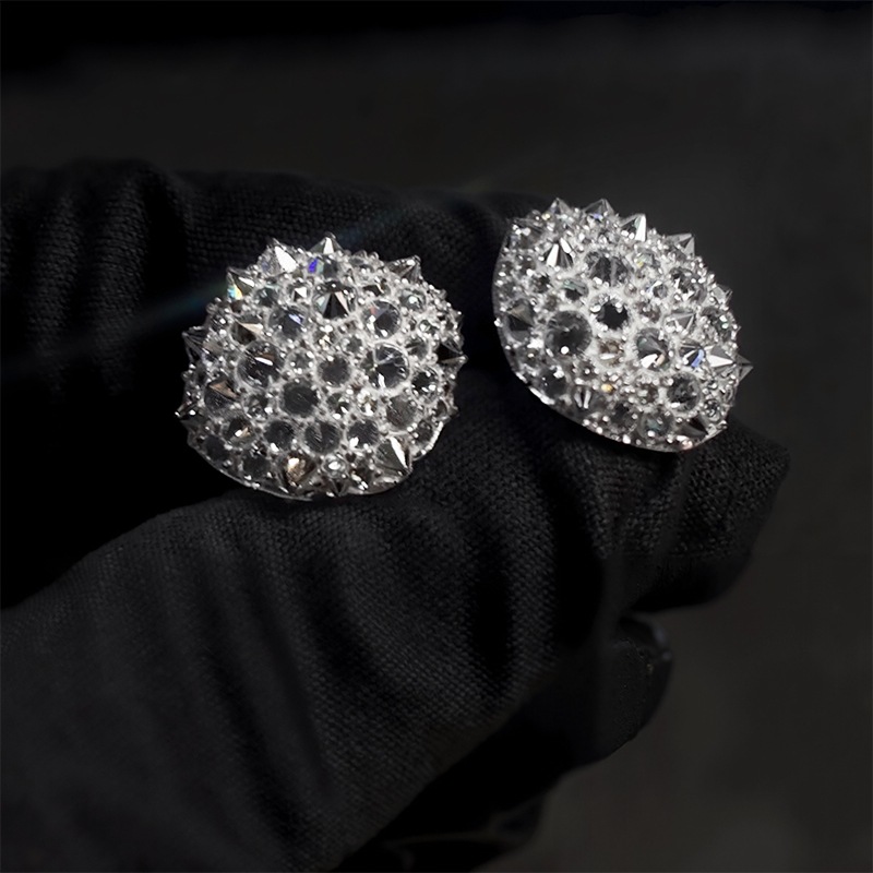 Iced Out Inverted Setting Round Cut Earrings