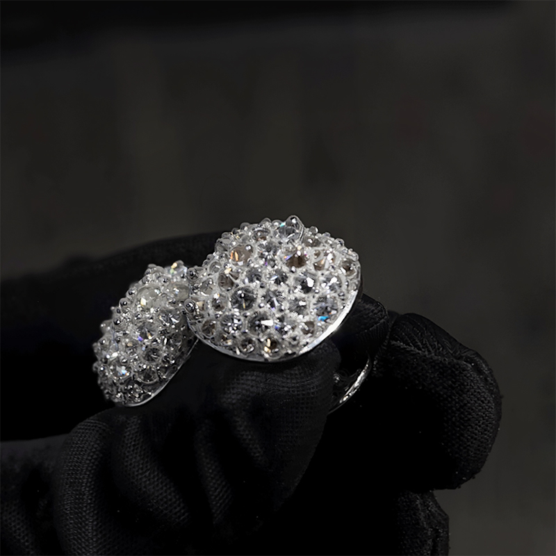 Iced Out Inverted Setting Round Cut Earrings