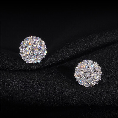 925S & VVS Moissanite Round Cut Full Paved Earrings