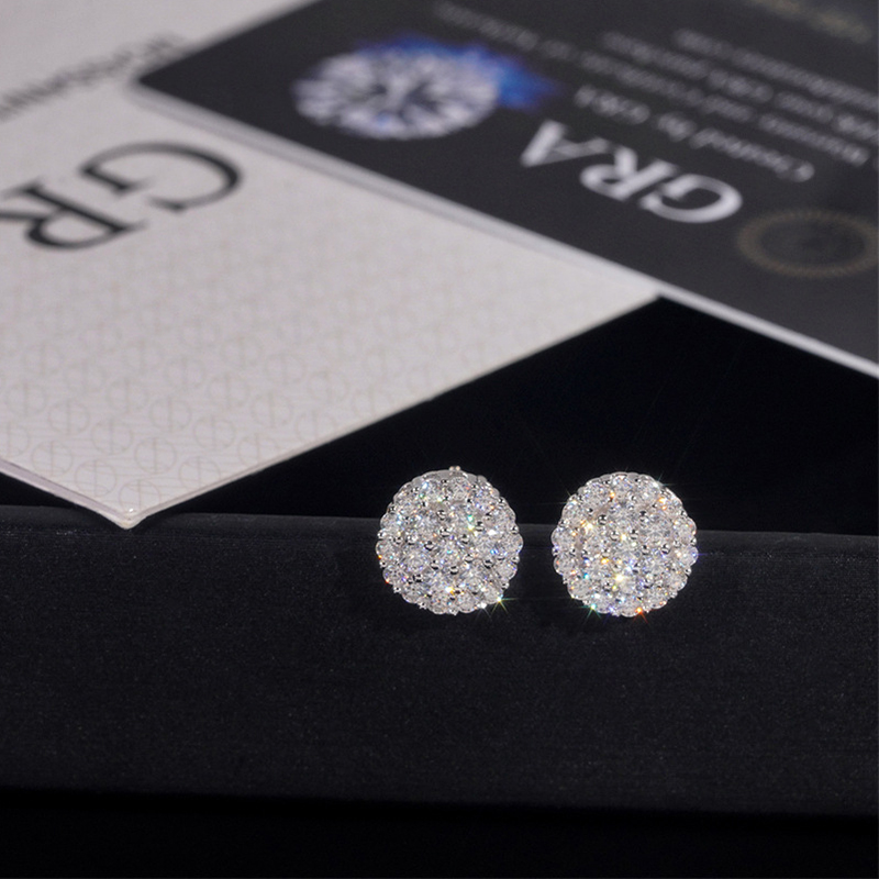 925S & VVS Moissanite Round Cut Full Paved Earrings