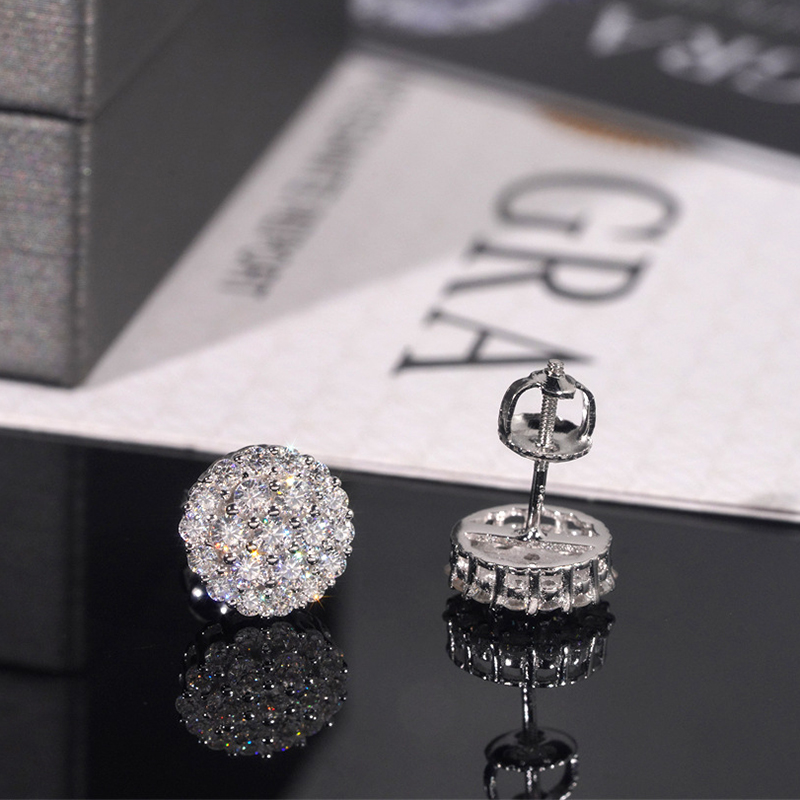 925S & VVS Moissanite Round Cut Full Paved Earrings