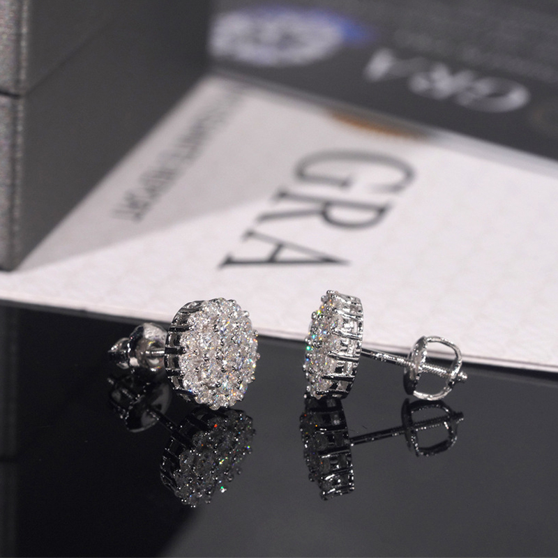925S & VVS Moissanite Round Cut Full Paved Earrings