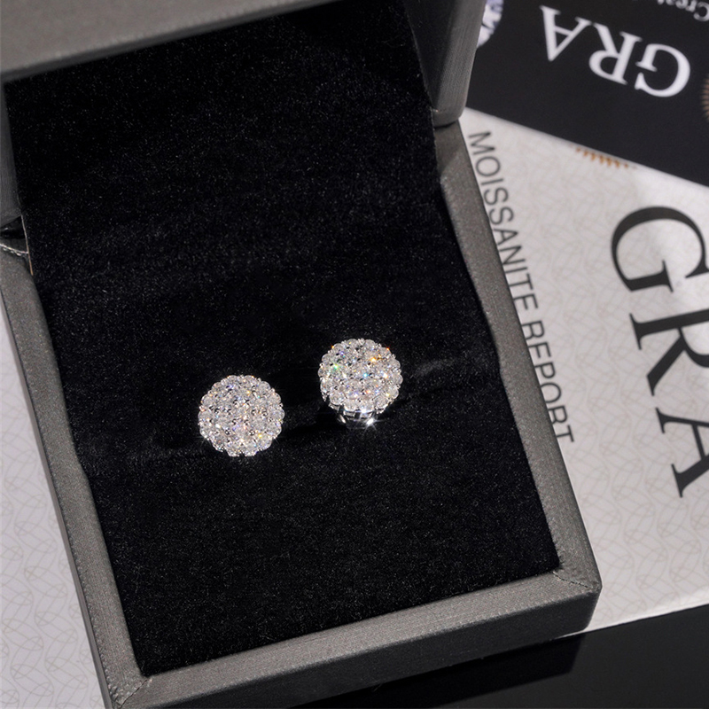 925S & VVS Moissanite Round Cut Full Paved Earrings