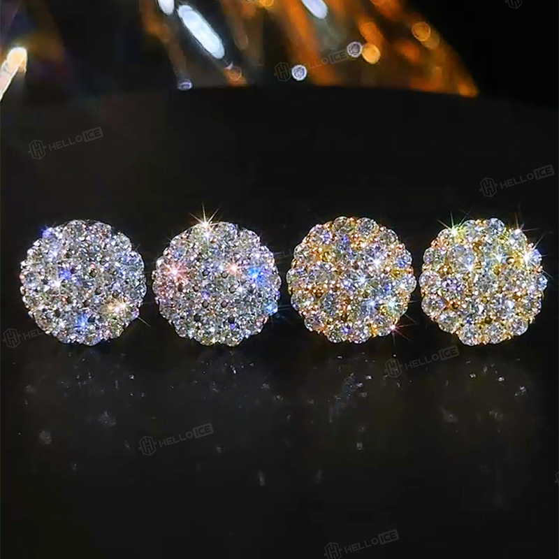 925S & VVS Moissanite Round Cut Full Paved Earrings 925S & VVS Moissanite Round Cut Full Paved Earrings