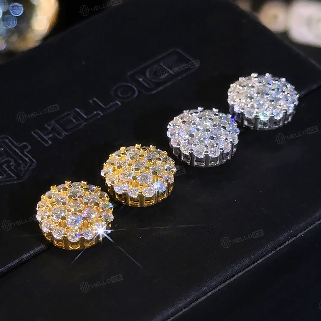 925S & VVS Moissanite Round Cut Full Paved Earrings