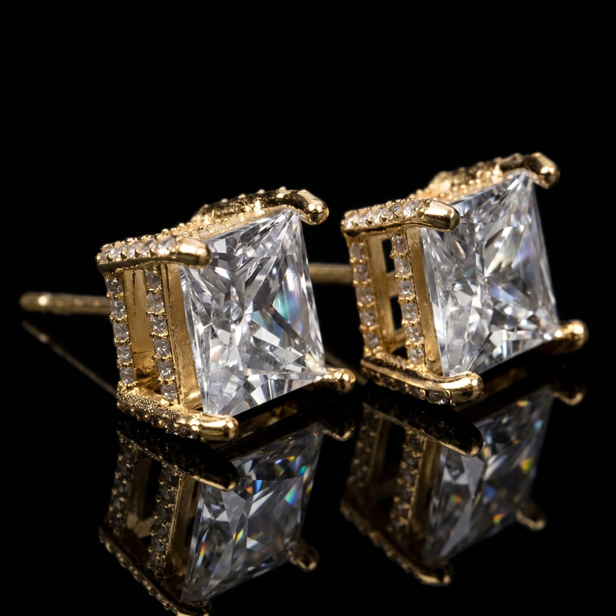 8mm Princess Cut Full Side Diamond Earrings 8mm Princess Cut Full Side Diamond Earrings