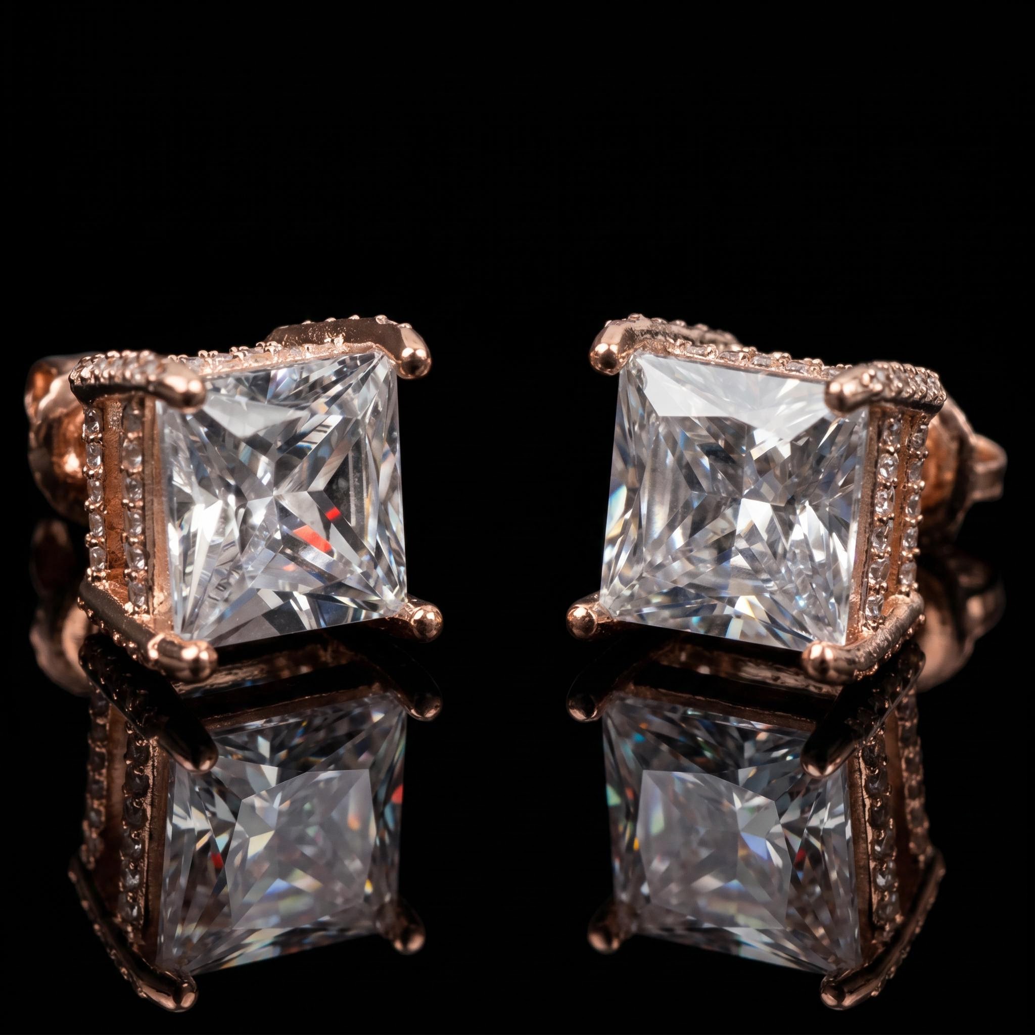 8mm Princess Cut Full Side Diamond Earrings 8mm Princess Cut Full Side Diamond Earrings