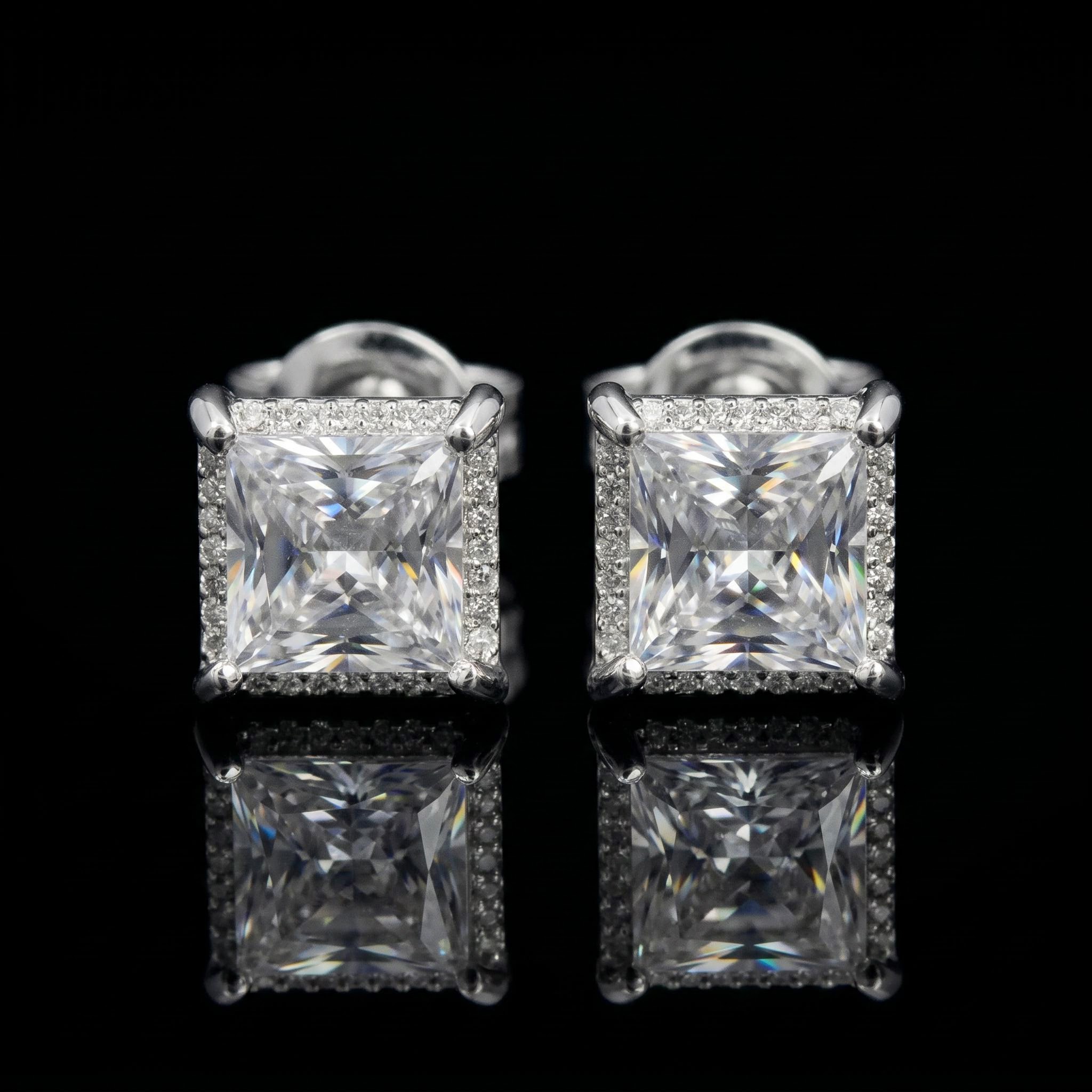 8mm Princess Cut Full Side Diamond Earrings 8mm Princess Cut Full Side Diamond Earrings