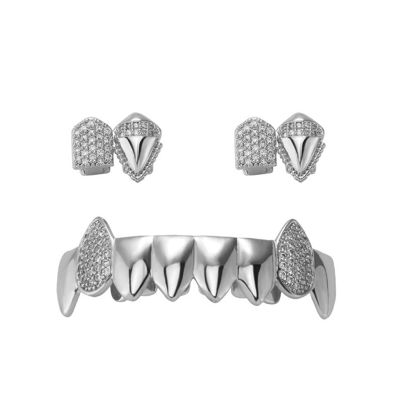Iced Out Vampire Fang Grillz Set