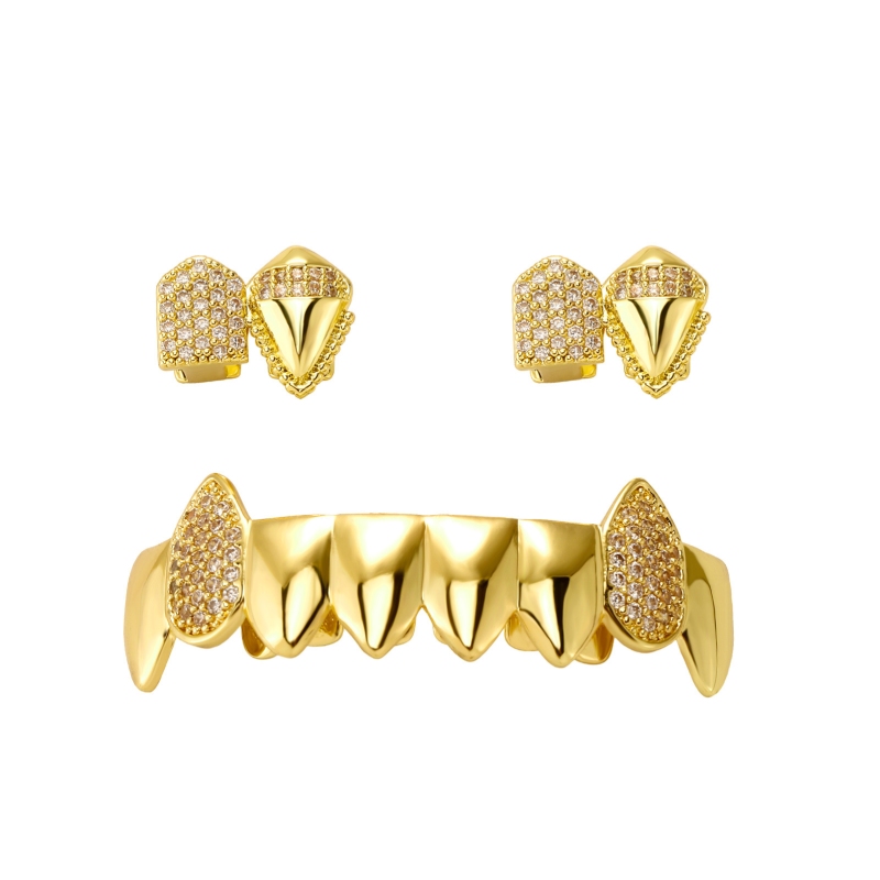 Iced Out Vampire Fang Grillz Set