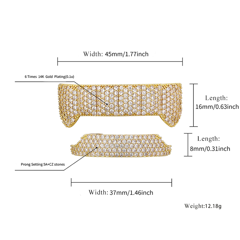 Iced Out Vampire Full Pave Fang Grillz Set